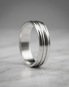 The Urban Geometric Textured Silver Men’s Dibla Ring