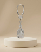 Art Deco Fluted Shield Pure Silver Keychain