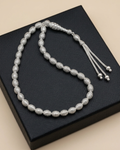 33-Bead Oval Cut Misbaha Sterling Silver