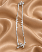 Kids Dainty Bead Fringe Silver Anklet