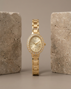 Geneve Luxury Gold Crystal Oval Roman Watch