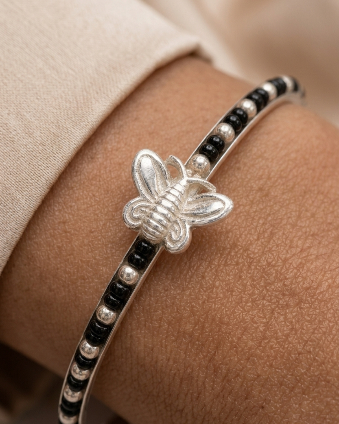 Butterfly Bead Nazariya Bangle Sterling Silver