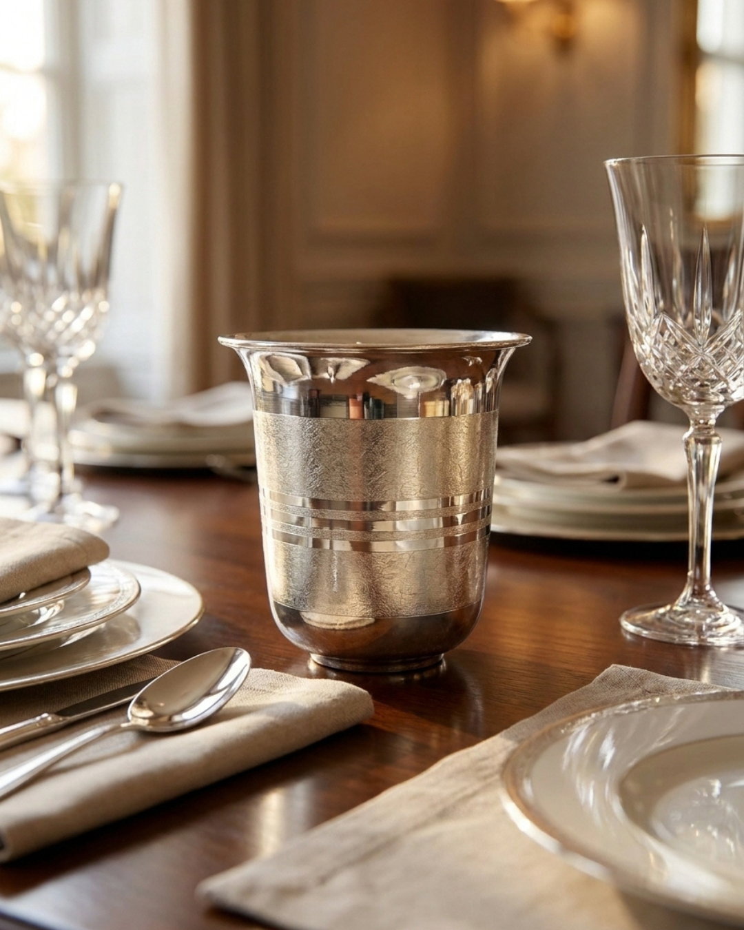 Classic Striped Pure Silver Kids Glass