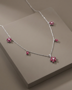 Floral Station Necklace Sterling Silver