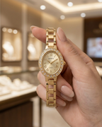 Geneve Luxury Gold Crystal Oval Roman Watch
