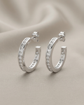 Pavé Open Hoops Earring Sterling Silver