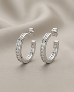 Pavé Open Hoops Earring Sterling Silver