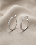 Irregular Pavé Hoop Earrings Sterling Silver