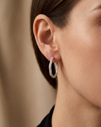 Irregular Pavé Hoop Earrings Sterling Silver