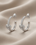 Crown Pavé Hoop Earrings Sterling Silver