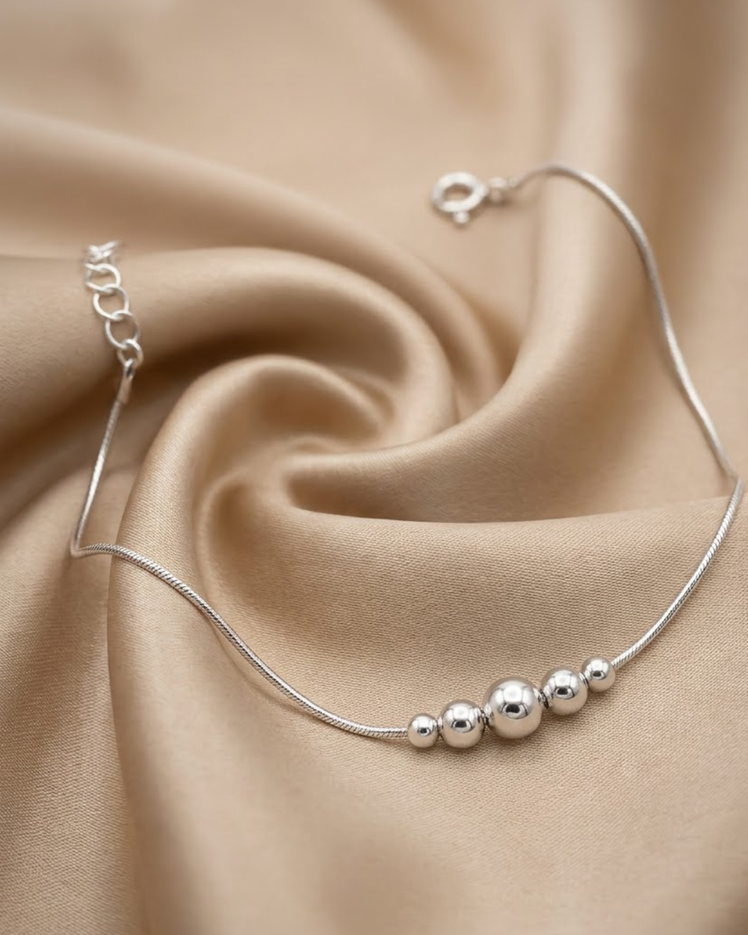 Graduated Ball Anklet Sterling Silver