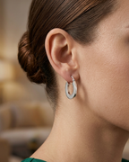 Chunky Flat Hoop Earrings Sterling Silver