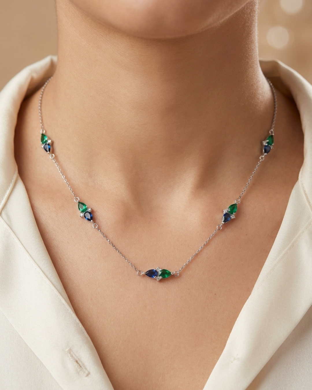Teardrop Cluster Women's Necklace Sterling Silver