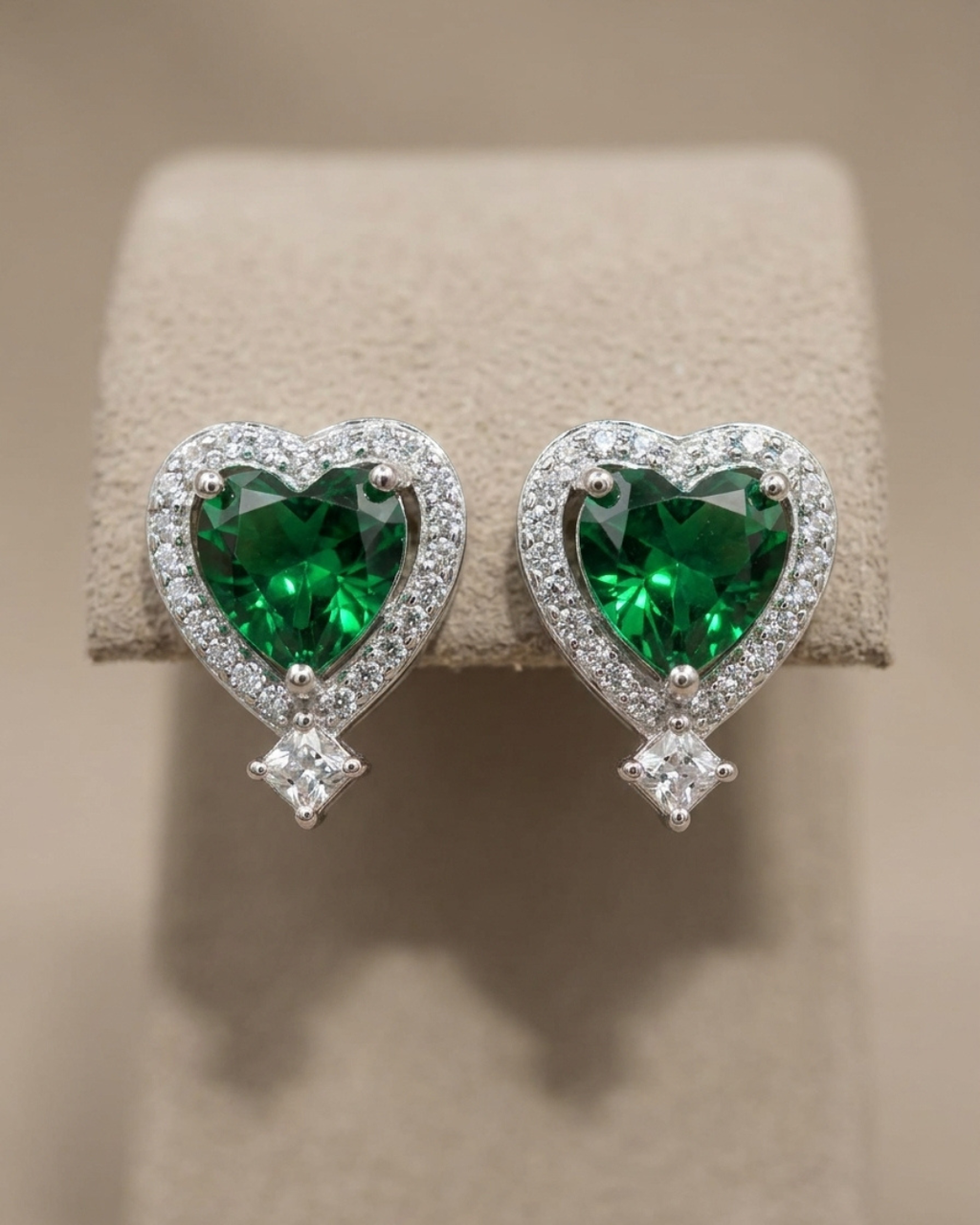 Heart Cut Stud Earrings Sterling Silver