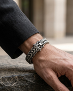 Double Braided Men's Bracelet Sterling Silver