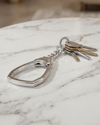 Silver Shield Carabiner Curb Chain Keychain
