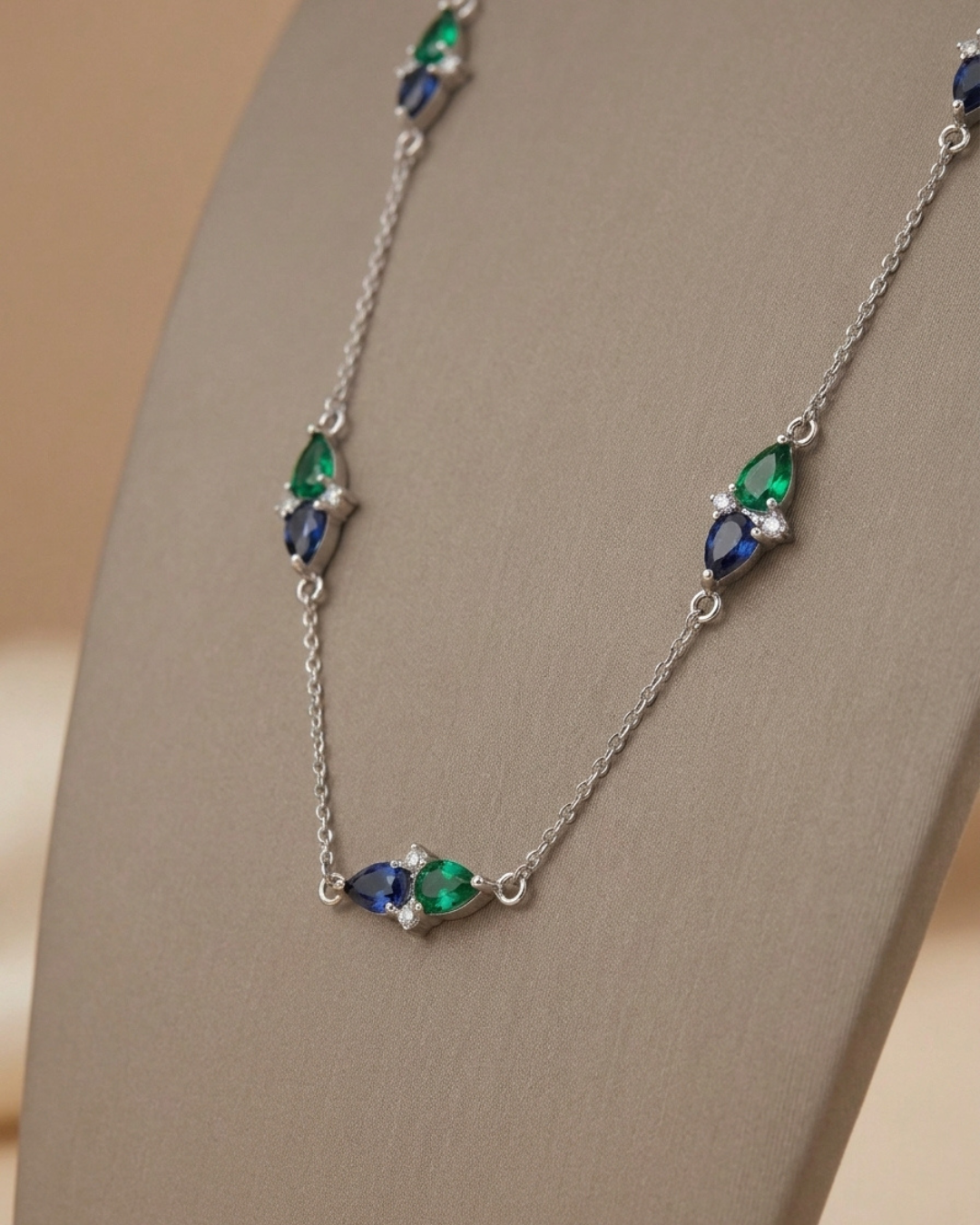 Teardrop Cluster Women's Necklace Sterling Silver