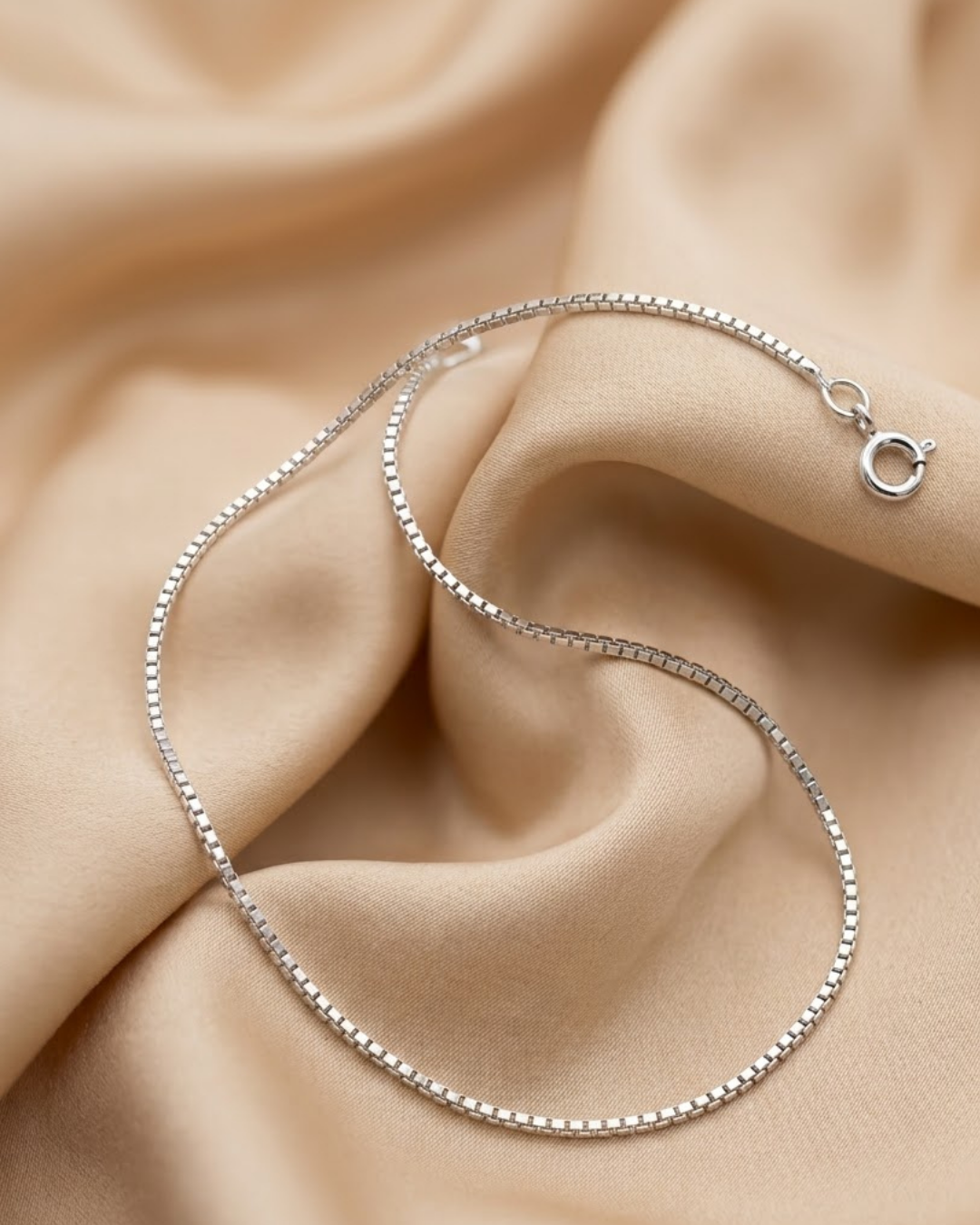 Classic Box Chain Anklet Sterling Silver