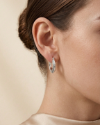 Greek Key Hoop Earrings Sterling Silver
