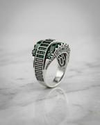 Emerald Cyber Grid Ring