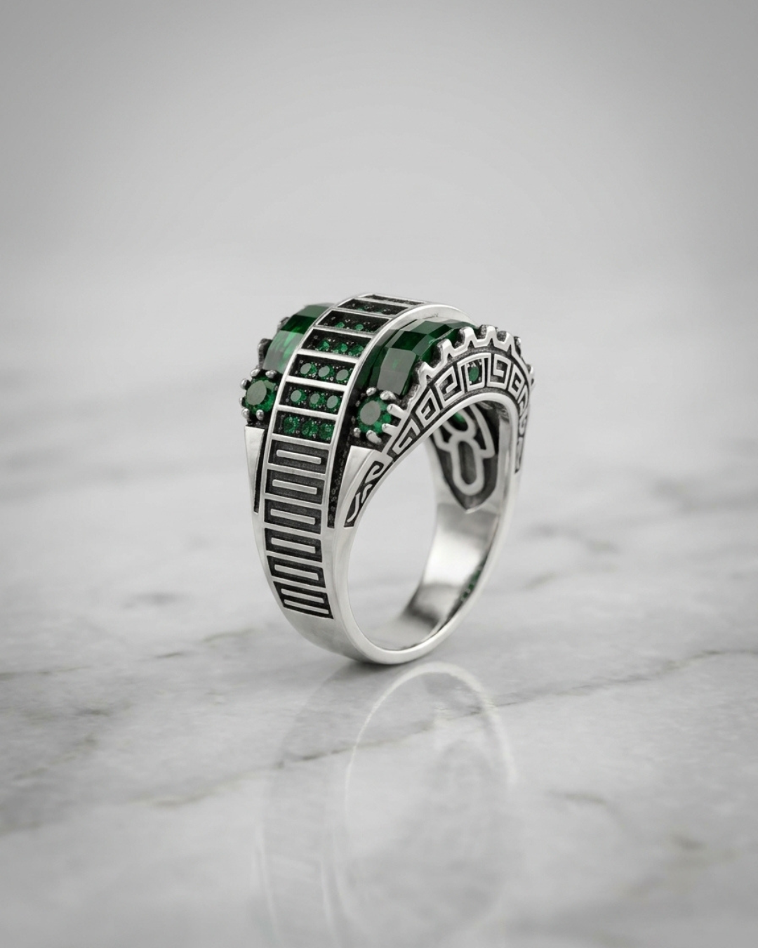 Emerald Cyber Grid Ring