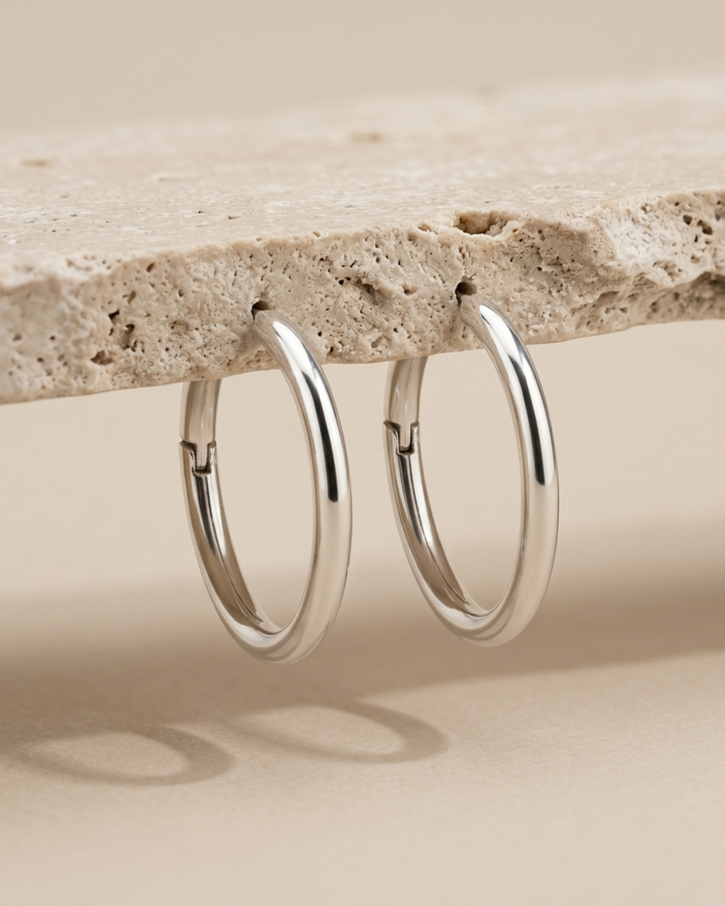 Seamless Medium Hoop Earrings Sterling Silver