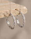 Petal Floral Cluster Hoop Earrings Sterling Silver
