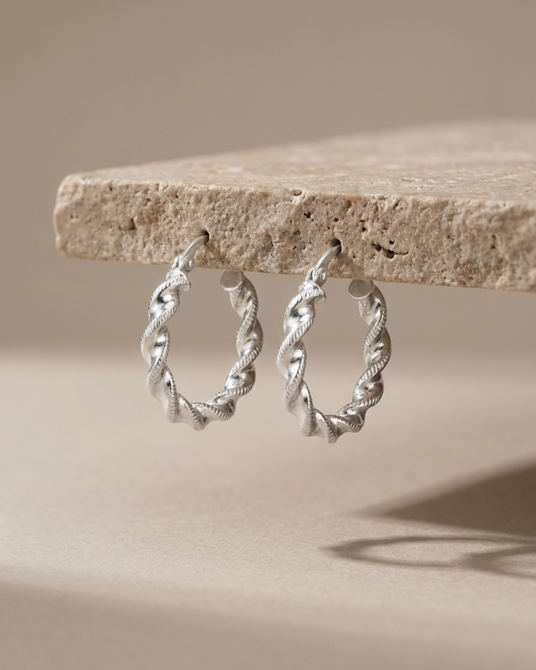 Braided Rope Twist Hoops Earring Sterling Silver