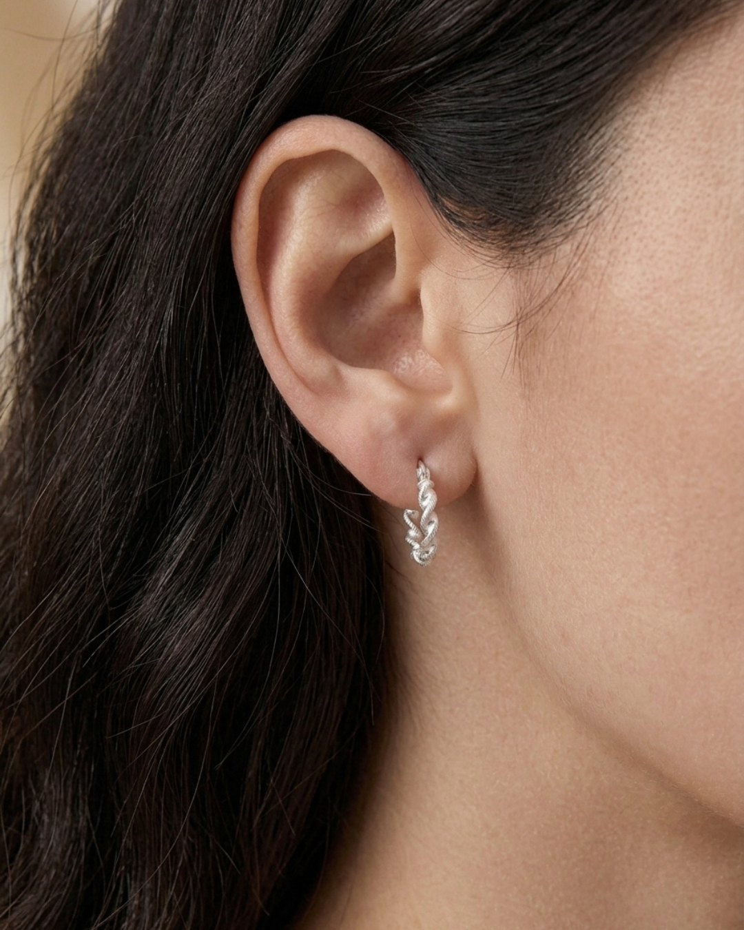 Braided Rope Twist Hoops Earring Sterling Silver