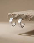 Wide Open Huggie Hoop Earrings Sterling Silver