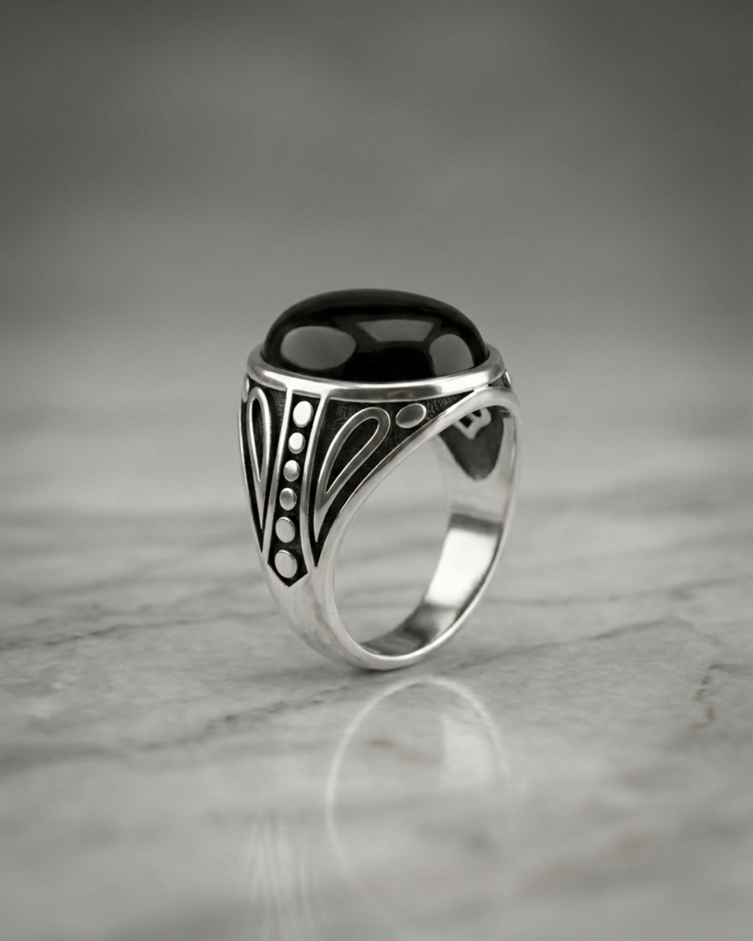 Sovereign Obsidian Tear Signet Ring