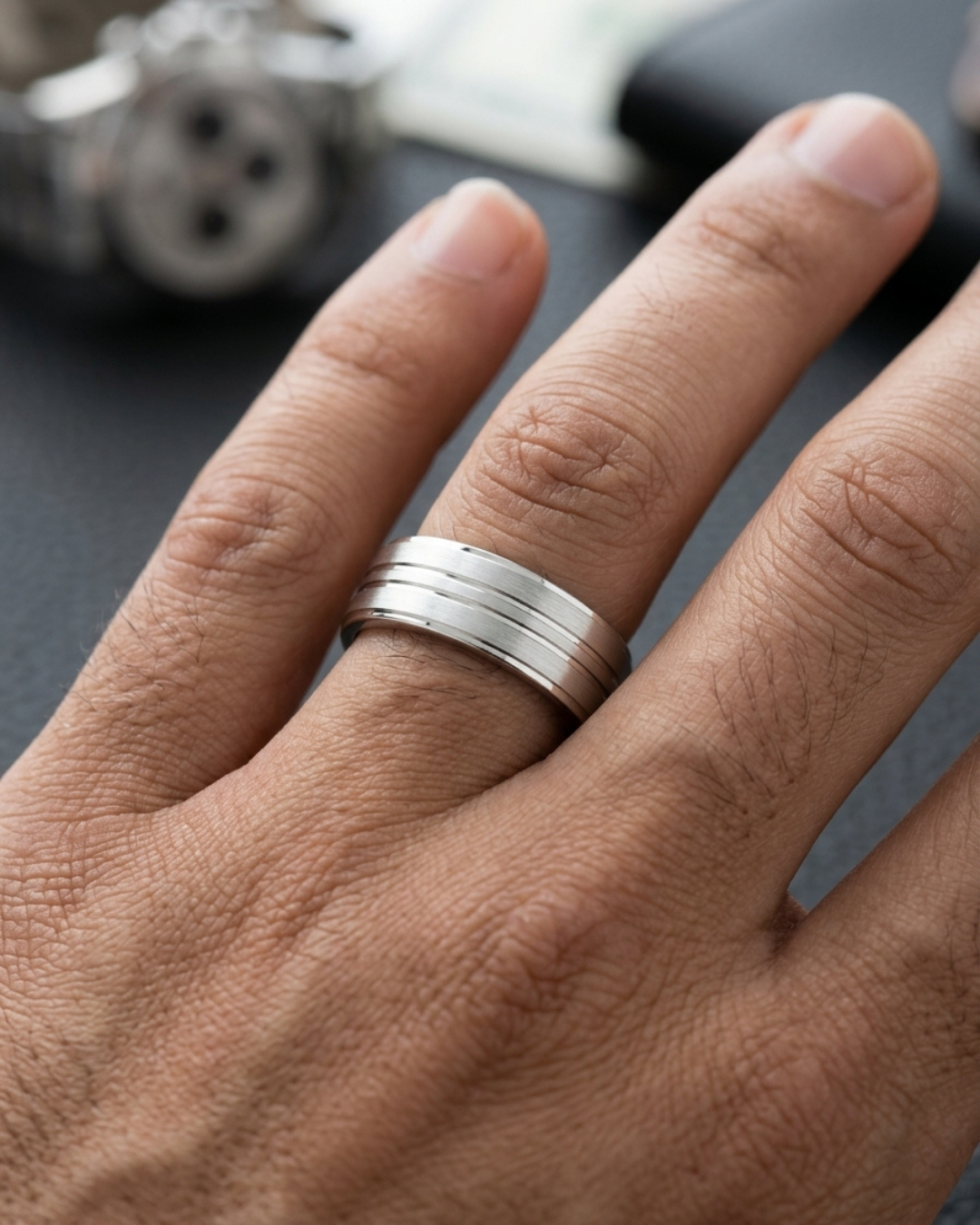 Zenith Triple Grooved Silver Men’s Dibla Ring