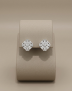Floral Cushion Stud Earrings Sterling Silver