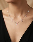 Pear Drop Charm Necklace Sterling Silver