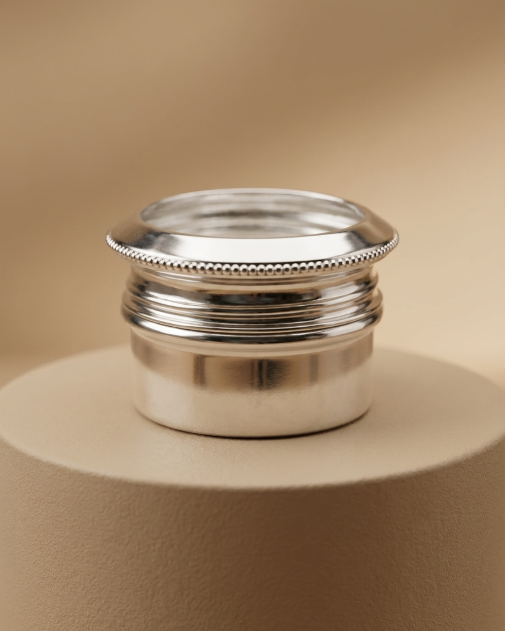 Silver Beaded Edge Sindoor Box