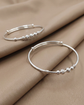 Textured Bead Bangle Sterling Silver