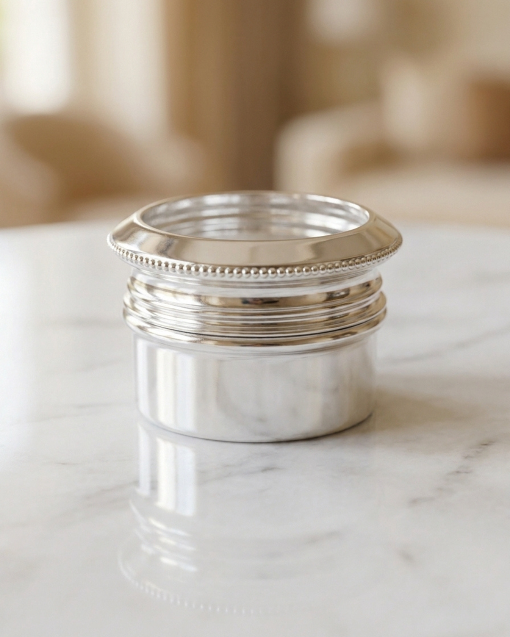 Silver Beaded Edge Sindoor Box