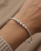 Textured Bead Bangle Sterling Silver