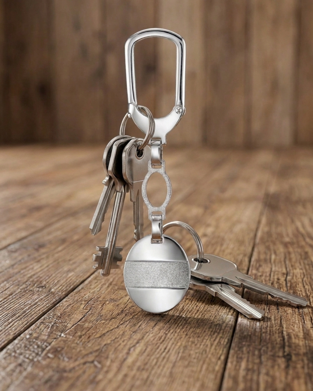 Silver Horizon Dual Texture Designer Keychain