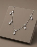 Pear Drop Charm Necklace Sterling Silver