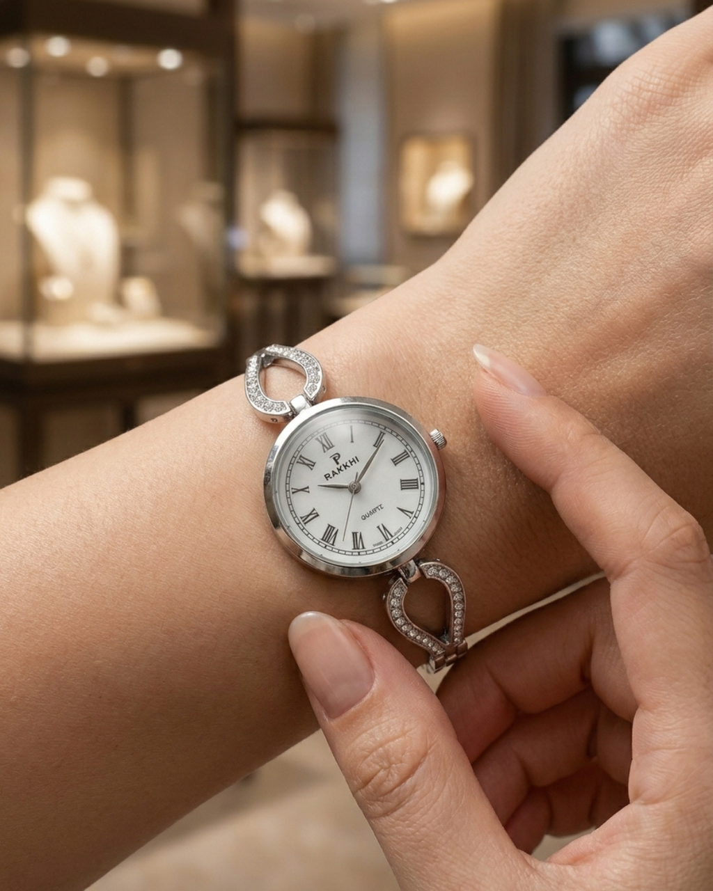 Classic Roman Numeral Crystal Watch