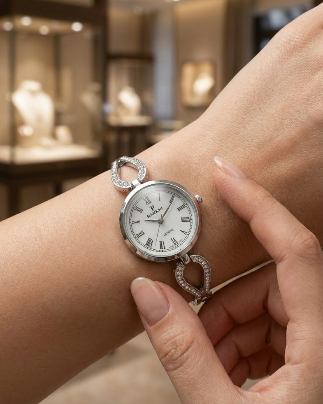 Classic Roman Numeral Crystal Watch