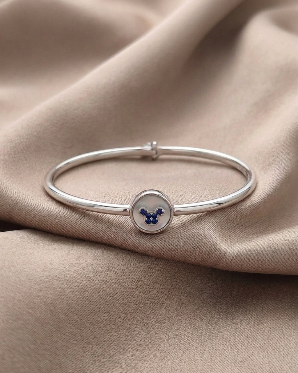 Mouse Inlaid Shell Baby Bangle Sterling Silver