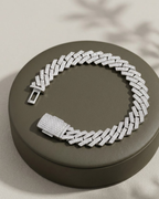 Iced Out Crystal Men's Bracelet Sterling Silver