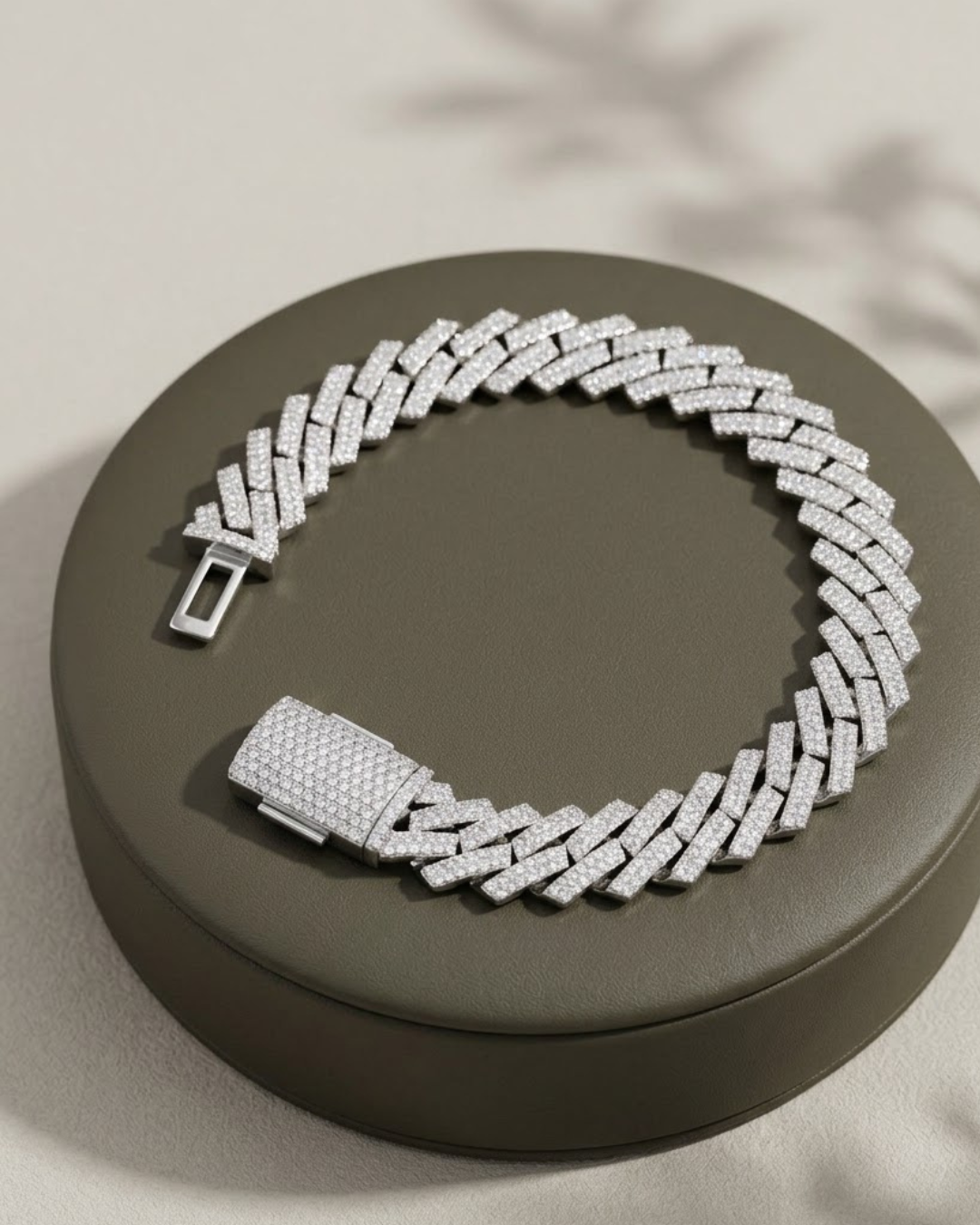 Iced Out Crystal Men's Bracelet Sterling Silver