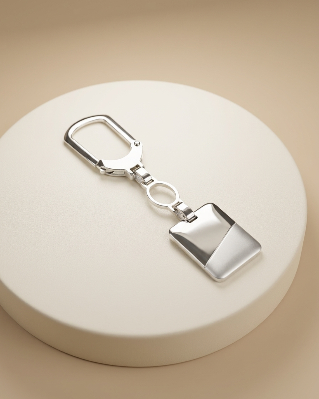 Minimalist Square Medallion Silver Keychain