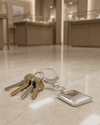 Minimalist Square Medallion Silver Keychain