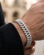 Iced Out Crystal Men's Bracelet Sterling Silver