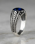 Sapphire Chevron Signet Ring