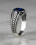 Sapphire Chevron Signet Ring